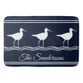 Mit Monogramm Name Sand Pipers Navy Blue Bath Mat Badematte