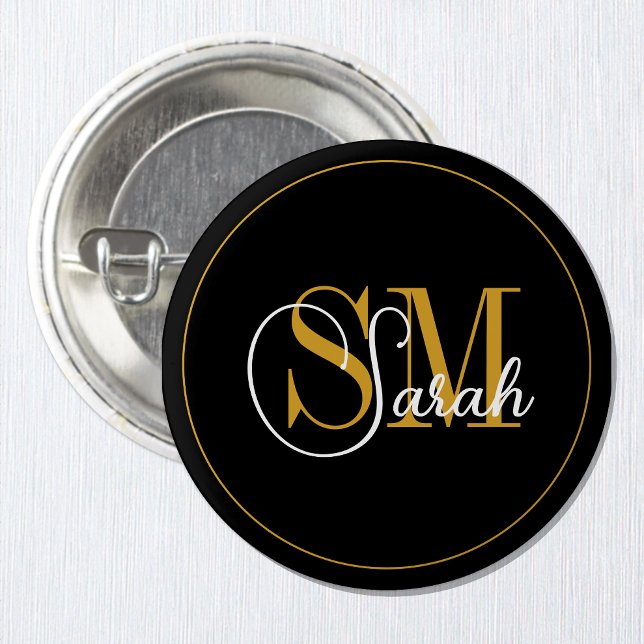 Mit Monogramm Name und elegante Unterschrift Button (Von Creator hochgeladen)