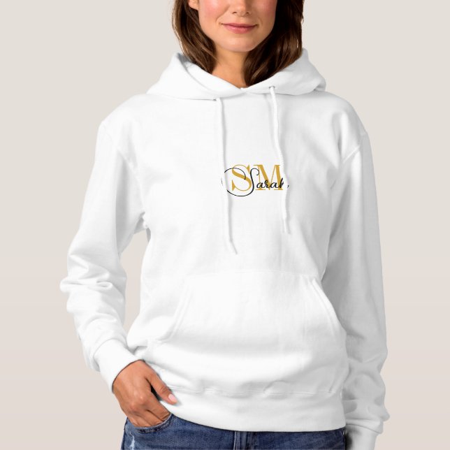 Mit Monogramm Name & Women Fashion Hoodie / weiß (Vorderseite)