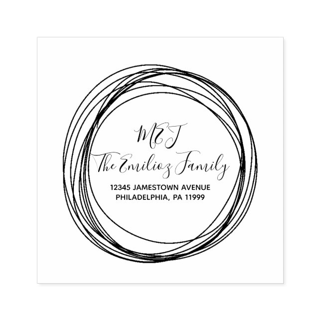 Mit Monogramm Namensadresse für die Familie Gummistempel (Prägung)