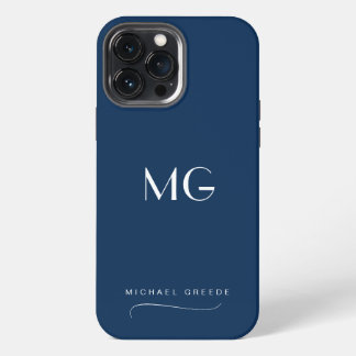 Mit Monogramm Navy Blau Minimalistisch mit Namen iPhone 13 Pro Max Hülle