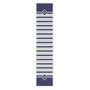 Mit Monogramm Navy Blue White Crab Nautic Kurz Ta Kurzer Tischläufer