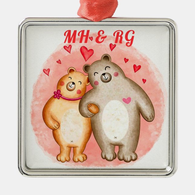 Mit Monogramm Niedliche Liebe Ornament Aus Metall (Vorne)