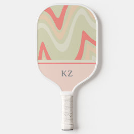 Mit Monogramm niedliche Retro-Rosa-Initialen Pickleball Schläger