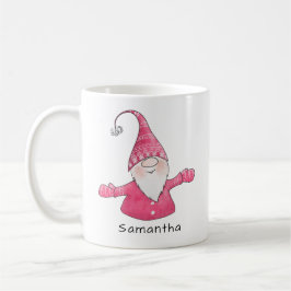 Mit Monogramm Niedlicher Gnome - Rosa und Weiß Kaffeetasse