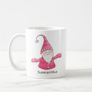 Mit Monogramm Niedlicher Gnome - Rosa und Weiß Kaffeetasse