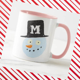 Mit Monogramm niedlicher Wasserfarbenschneemann si Tasse