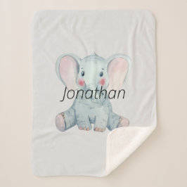 Mit Monogramm niedliches Aquarell-Elefant Kinderzi Sherpadecke