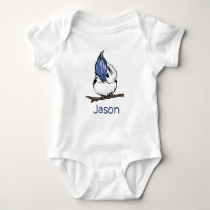 mit Monogramm Niedliches Blue Jay Baby Baby Strampler