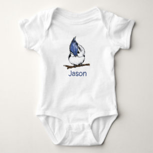 mit Monogramm Niedliches Blue Jay Baby Strampler