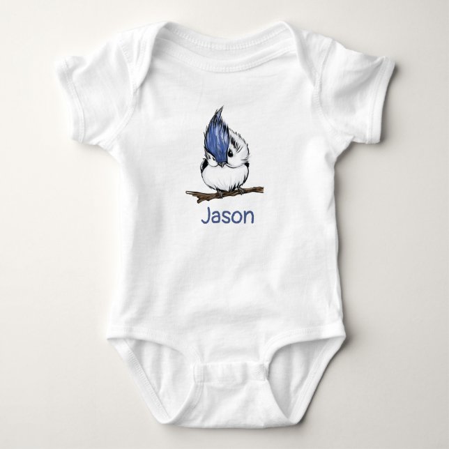 mit Monogramm Niedliches Blue Jay Baby Strampler (Vorderseite)