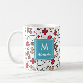 Mit Monogramm Niedliches Krankenmuster Kaffeetasse