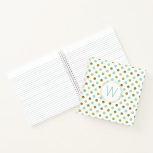 Mit Monogramm Notebook mit Gold- und Mini-Polka-Do Notizbuch