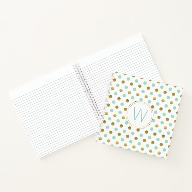 Mit Monogramm Notebook mit Gold- und Mini-Polka-Do Notizbuch (Innenseite)