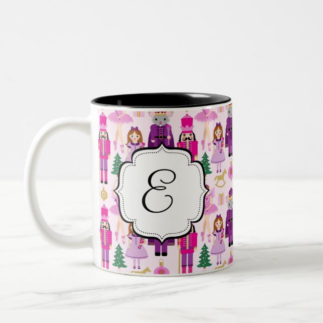 Mit Monogramm Nussknacker-Reihen-Tee-Kaffee-Tasse Zweifarbige Tasse (Links)