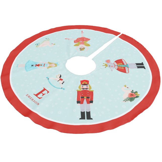 Mit Monogramm Nutcracker Ballet-Zeichen Polyester Weihnachtsbaumdecke (Schrägansicht)