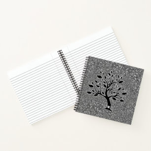 Mit Monogramm Oak Tree Silhouette mit Paisley Notizbuch