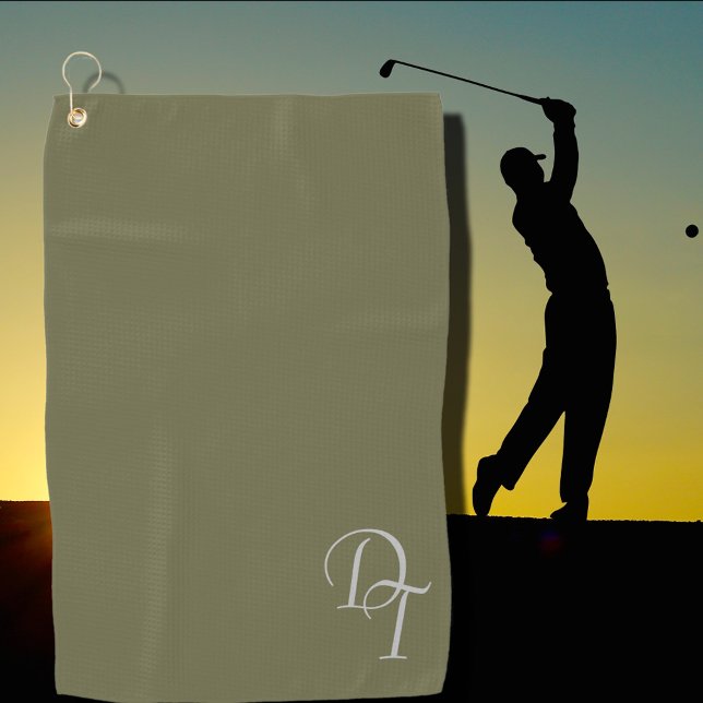Mit Monogramm - Olivenfarbe Golfhandtuch (Von Creator hochgeladen)