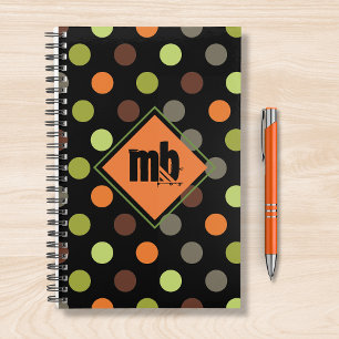 Mit Monogramm Orange Green Brown Polka Dot Planer