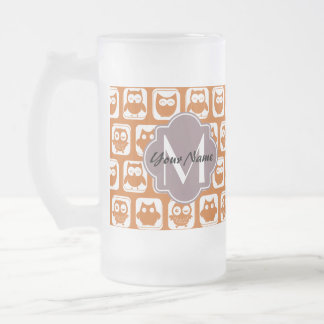 Mit Monogramm Orange Owls Mattglas Bierglas