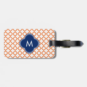Mit Monogramm Orange und Royal Blue Quatrefoil Gepäckanhänger