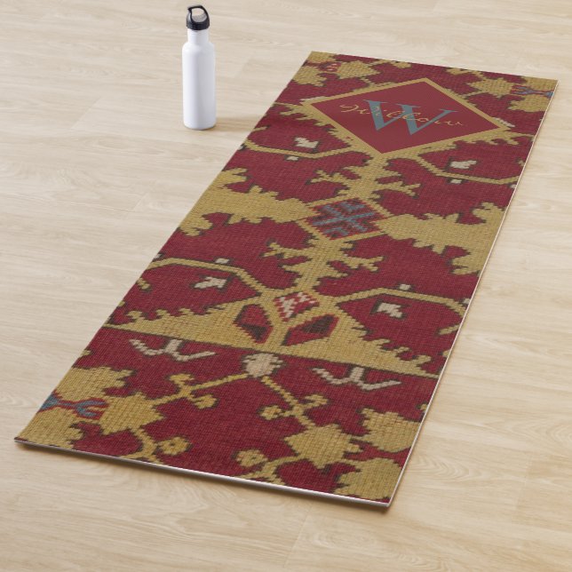 Mit Monogramm orientalisches Rotes Muster Yogamatte (Beispiel)