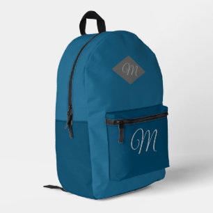 Mit Monogramm Ozeanblau mit zwei Tönen Bedruckter Rucksack