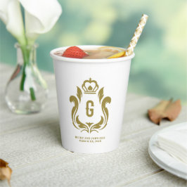 Mit Monogramm Papierbecher aus Gold Wappen
