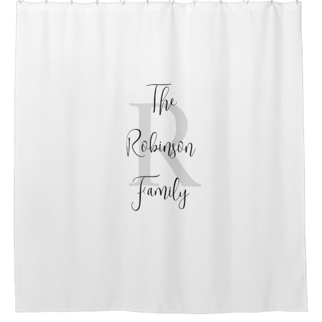 Mit Monogramm Papierhandtuch, weiß und schwarz Duschvorhang (Vorderseite)