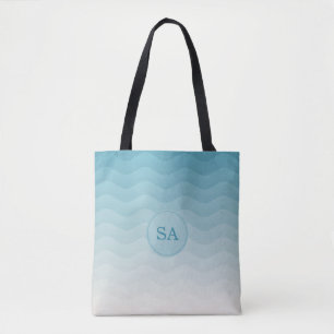 Mit Monogramm Pastel Blue Waves Ombre