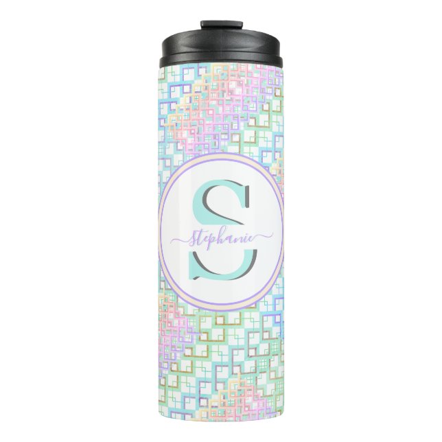 Mit Monogramm Pastel Custom Tumbler Geschenk für s Thermosbecher (Vorderseite)
