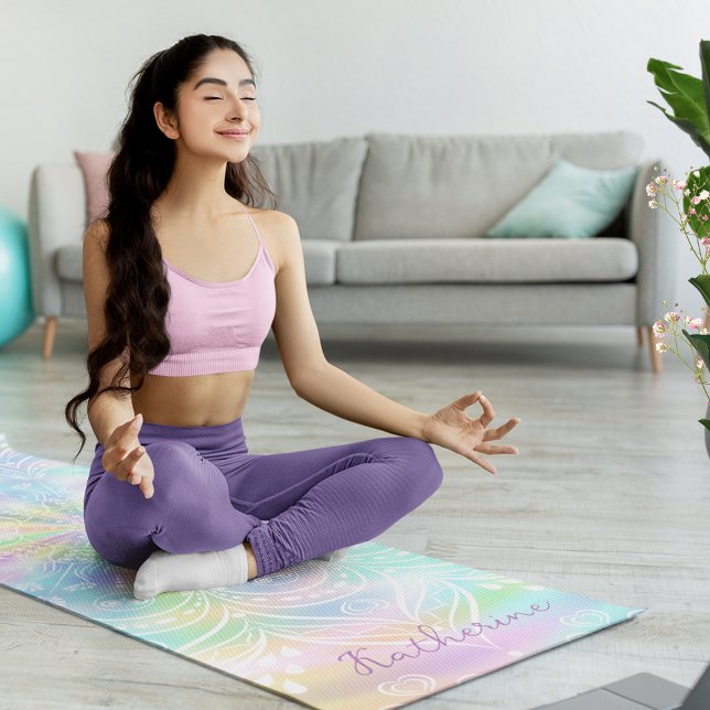 Mit Monogramm Pastel Holographic Mandala Yogamatte (Von Creator hochgeladen)
