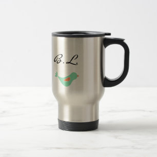 Mit Monogramm Pastell Green Bird Reisebecher