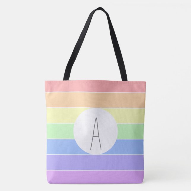 Mit Monogramm Pastell Rainbow Farbige Streifen (Vorderseite)