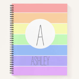 Mit Monogramm Pastell Rainbow Farbige Streifen Notizbuch