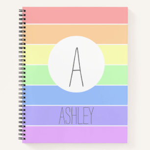 Mit Monogramm Pastell Rainbow Farbige Streifen Notizbuch