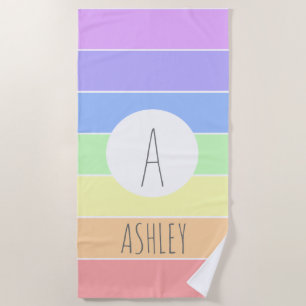 Mit Monogramm Pastell Rainbow Farbige Streifen Strandtuch