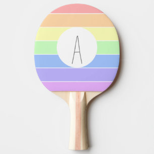 Mit Monogramm Pastell Rainbow Farbige Streifen Tischtennis Schläger