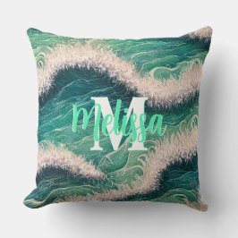 Mit Monogramm Pastellwasserwellen Kissen