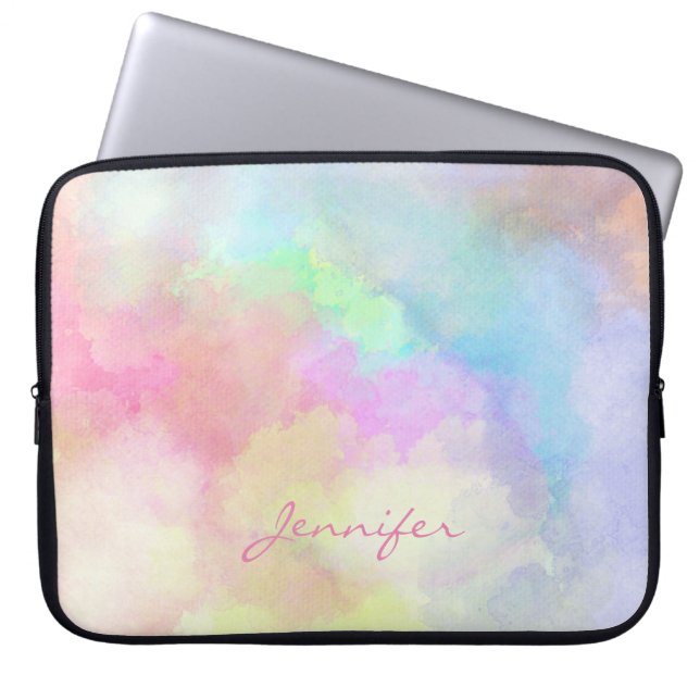Mit Monogramm Pastinalfarben Laptopschutzhülle (Vorderseite)
