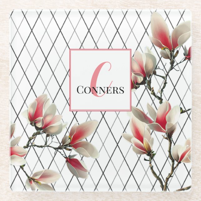 Mit Monogramm Personalisiert Square Shaping Unters Glasuntersetzer (Vorderseite)