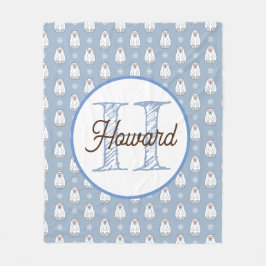 Mit Monogramm personalisierte Eisbärendecke Fleecedecke