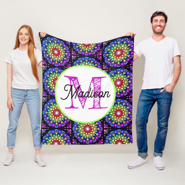 Mit Monogramm, personalisierte Fleecedecke (Beispiel)