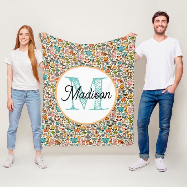 Mit Monogramm personalisierte Regenbogendecke Fleecedecke (Beispiel)
