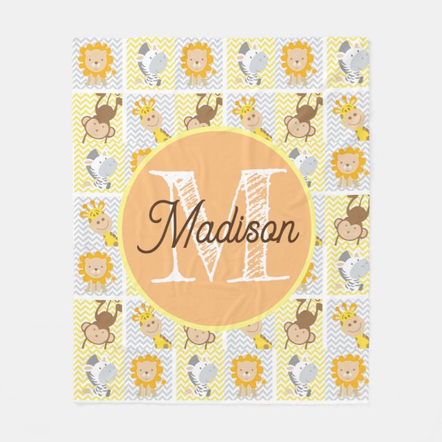 Mit Monogramm personalisierte Tiervliesdecke Fleecedecke (Vorderseite)