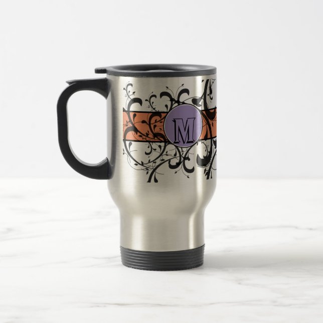 Mit Monogramm Personalisierter Extravaganter Blüh Reisebecher (Links)