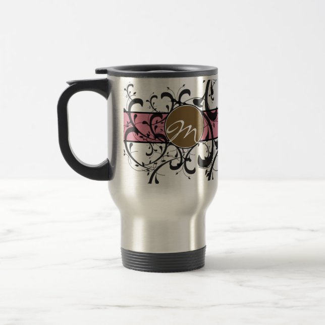 Mit Monogramm Personalisierter Extravaganter Blüh Reisebecher (Links)