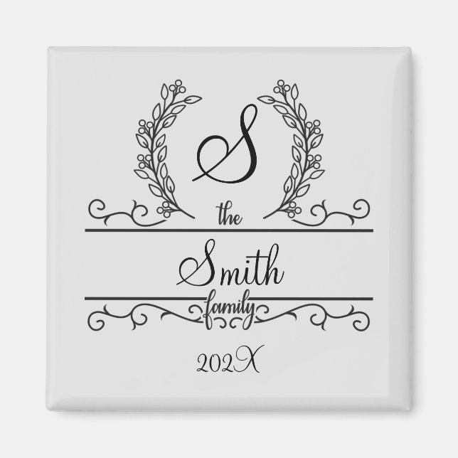 Mit Monogramm Personalisierter Familienname Magnet (Vorne)