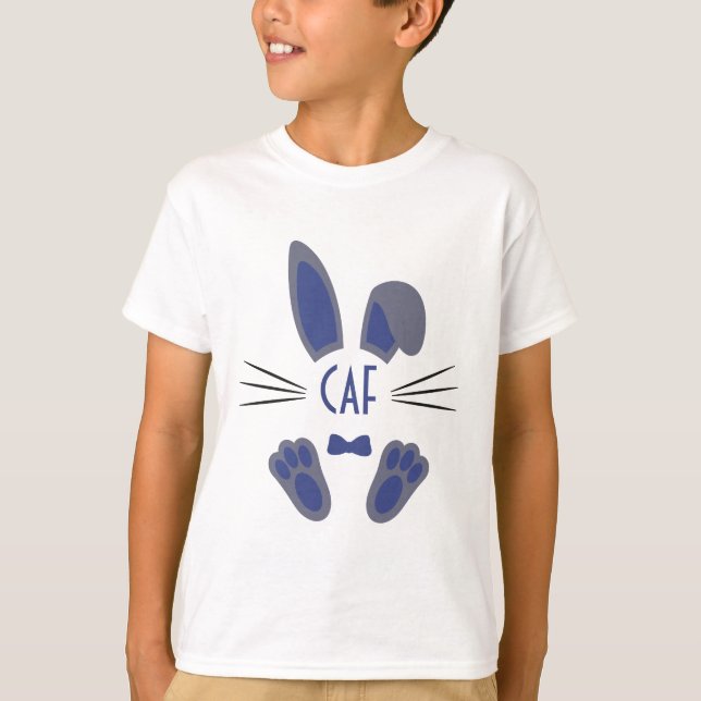 Mit Monogramm Personalisierter Osterhase am Blue T-Shirt (Vorderseite)