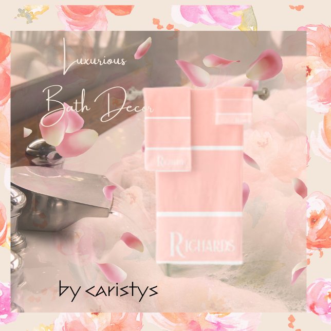 Mit Monogramm Pfirsichfarben mit Weiß Badhandtuch Set (Von Creator hochgeladen)